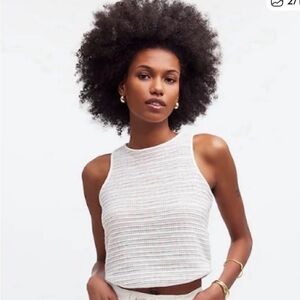 Madewell White Crochet Knit Crop Top